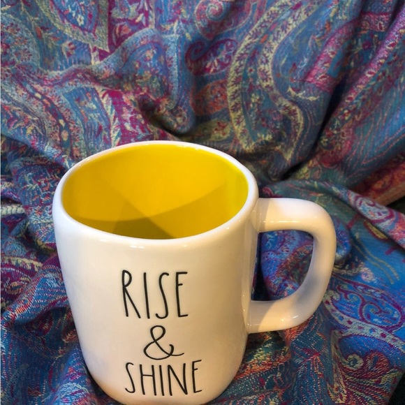 Rae Dunn Rise and Shine Mug Yellow Interior Spring Colorful Gift - Picture 2 of 5